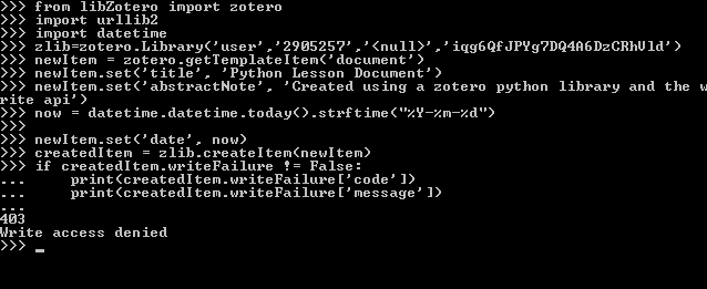 create new Zotero item