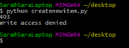 creating new item in GitBash